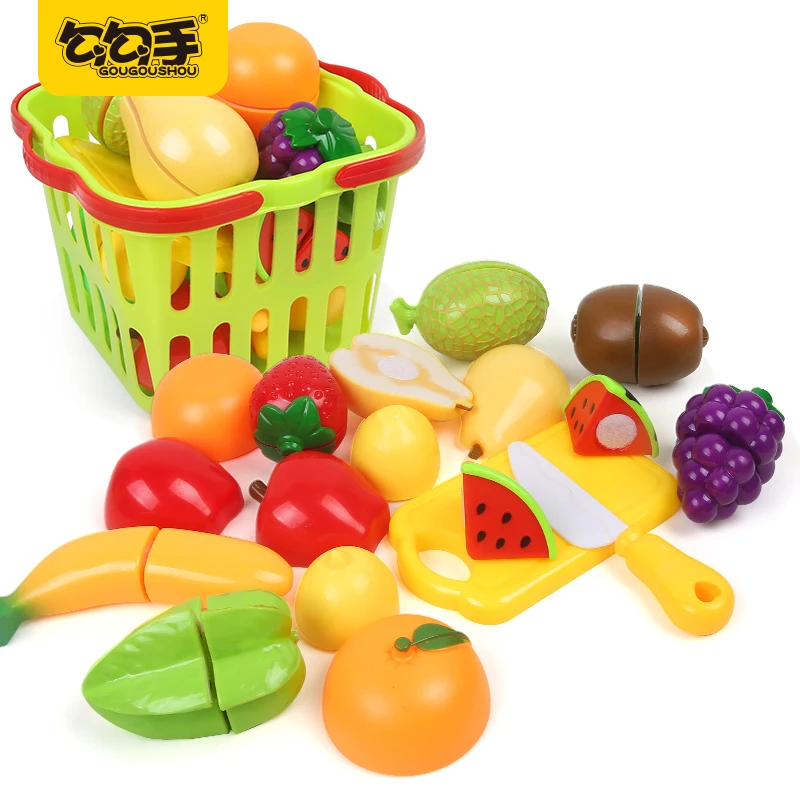 GouGouShou 14PC Cutting Fruit Food Pretend Play Toy For Children Kid Educational kid's Kitchen With Basket | Игрушки и хобби