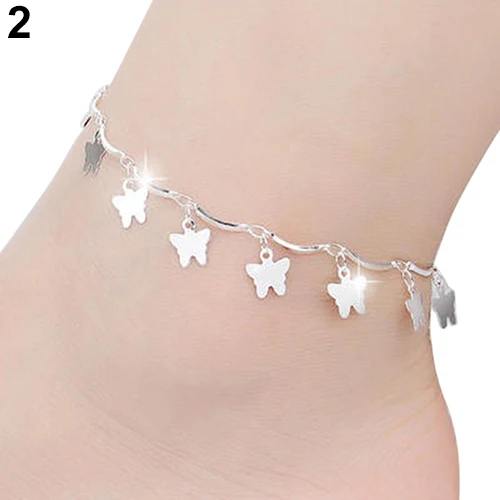 2015 New Fancy Stylish Women's Silver Plated Butterfly Stars Bell Charms Anklet Bracelet Foot Chain 5K59 | Украшения и