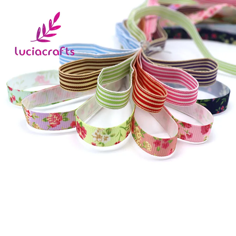 Lucia crafts 6 лет/лот 10 мм смешанные 6 цветов печатные корсажная оберточная лента для подарков DIY волос Лук отделка Швейные аксессуары R0403