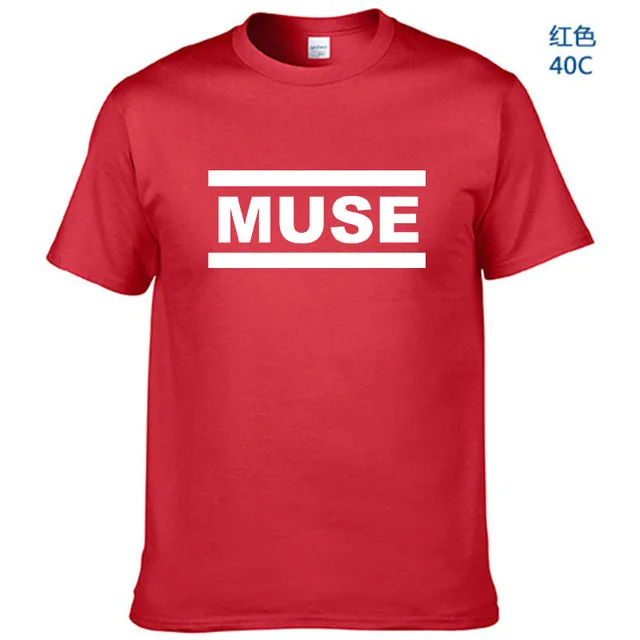 Red-W Muse футболки мужские muse футболки летние с коротким рукавом хлопковые футболки топы рок группа футболки - Цвет: Red-W