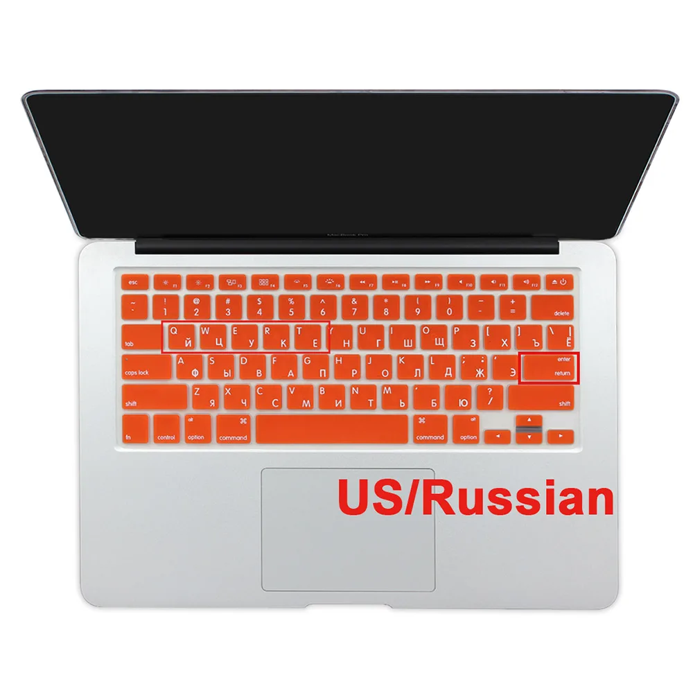 orange США введите русский алфавит силиконовый чехол для клавиатуры MacBook Air 13 Pro 13 15 17 дюймов retina A1466 A1502 A1398 - Цвет: orange