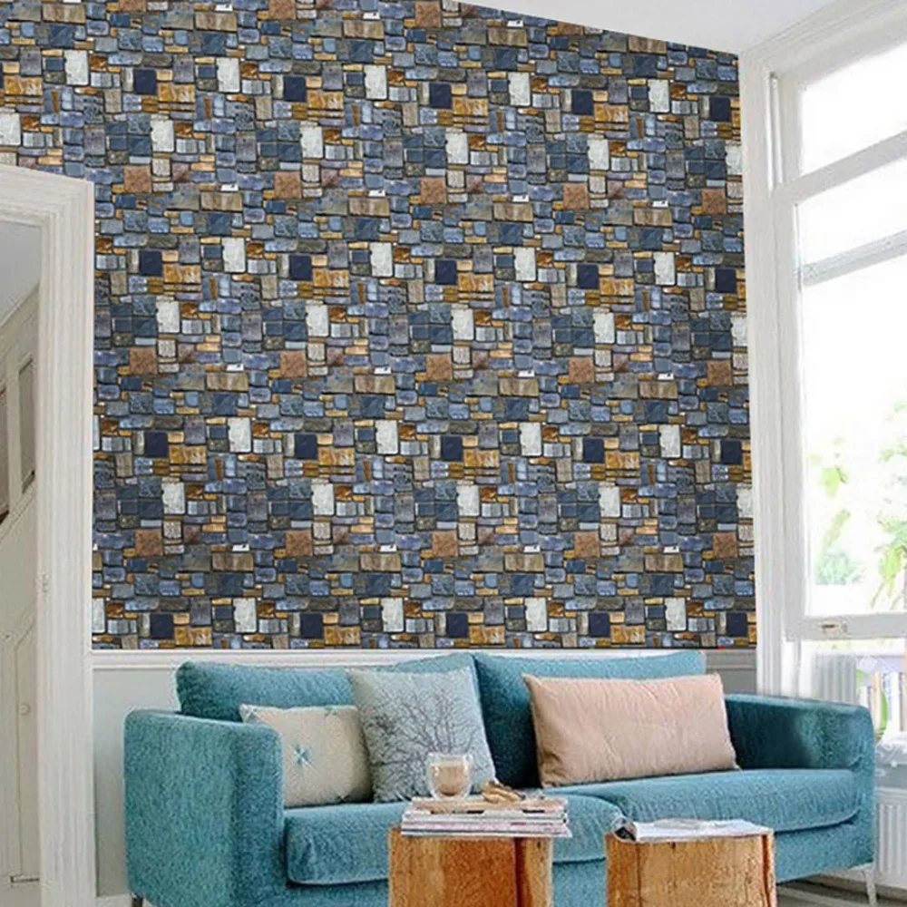 Wall Sticker Living room bedroom background 3D Paper Brick Stone Rustic Effect Self-adhesive Decor Hot Apr13 | Дом и сад