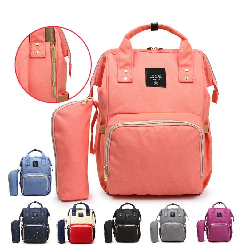 

Multifunctinal solid baby care diaper bag fashion mother maternity backpack infant nappy changing product with milk bottle bag