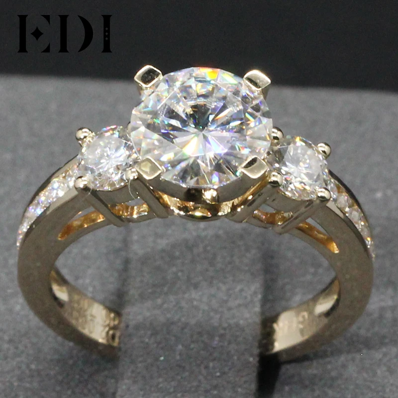 EDI подлинное лабораторное выращенное 2 карата круглое бриллиантовое обручальное
