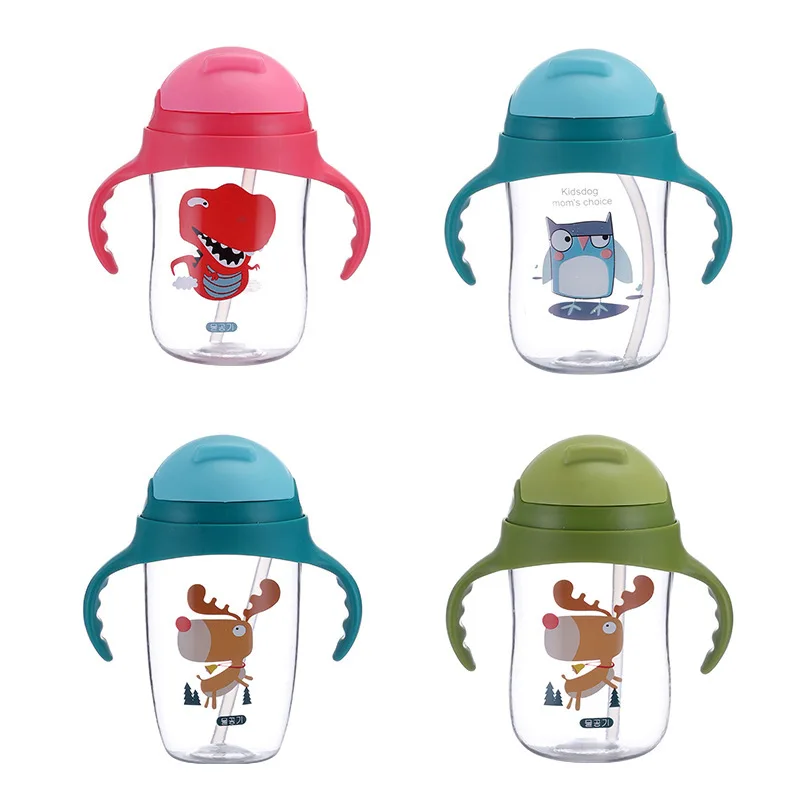 Детская бутылка для воды с рисунком из мультфильма соломенной чашкой кормления