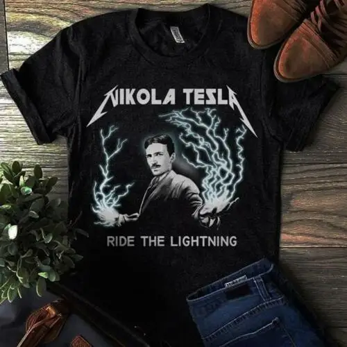 Nikola Tesla Ride The Lightning футболка Черная Хлопковая мужская S 6XL поставщик США 2019 модная