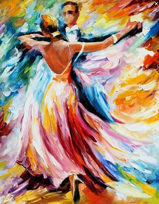 Танцевальная картина красота с танцами по номерам Краска на холсте акриловая