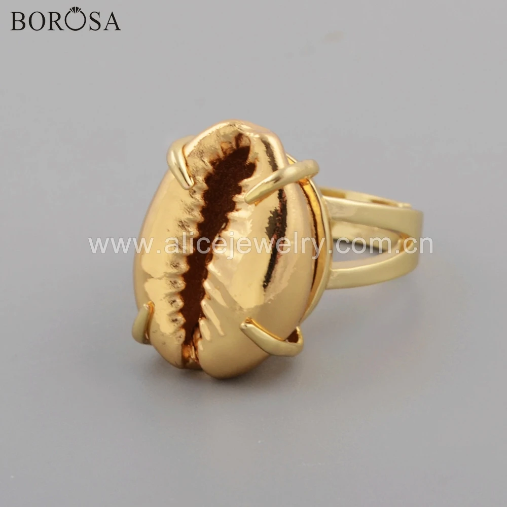 BOROSA 10 шт. полный позолоченный коготь фотокольца ракушки камни Серебряный
