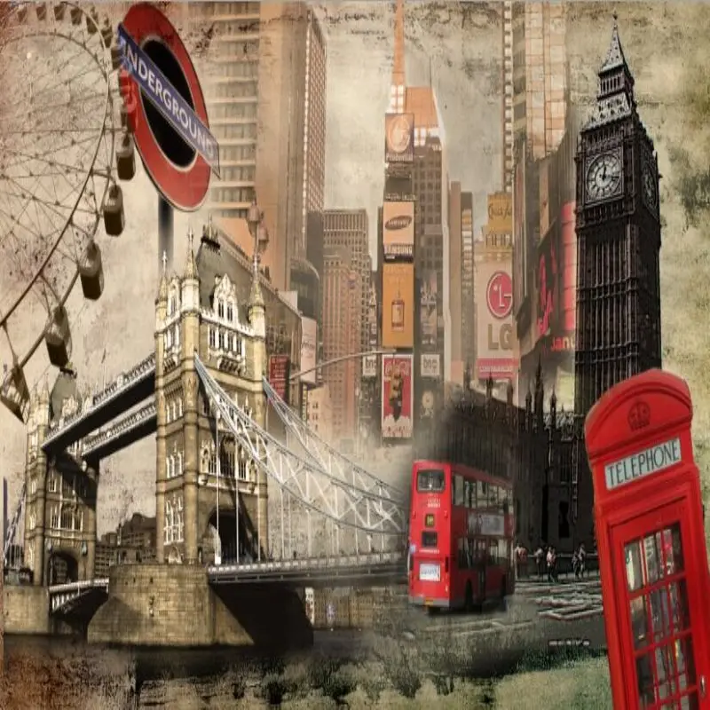 Ретро обои граффити стены кафе чай магазин Ресторан Настенные обои