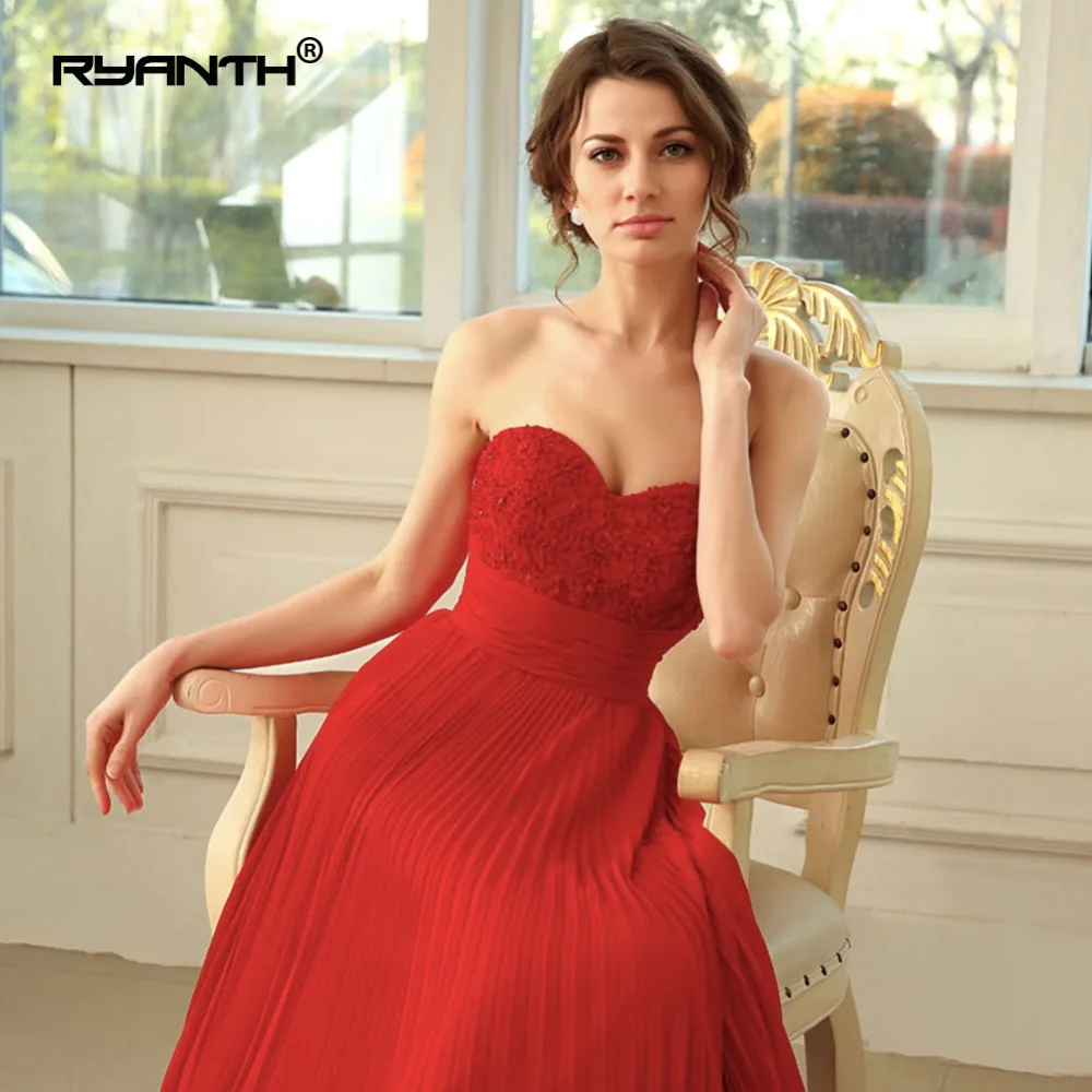 Ryanth Robe De Soiree 2018 женские красные вечерние платья длинное шифоновое торжественное