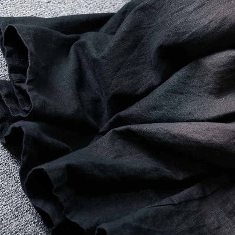 Женские свободные брюки LANMREM льняные плотные широкие с галстуком-бабочкой на