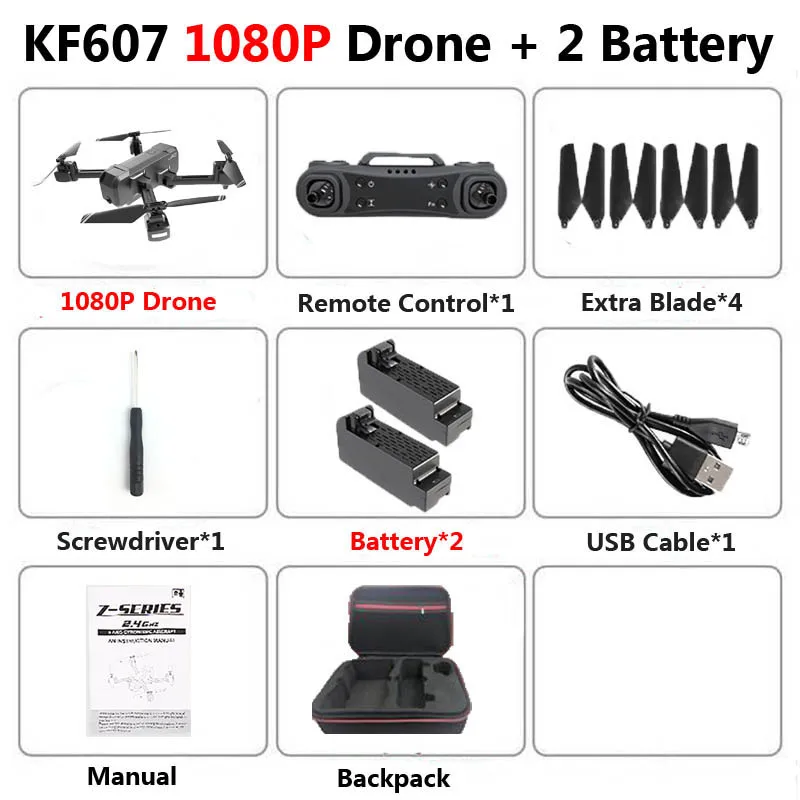 KF607 1080P 2B Bag KF607 Профессиональный складной мини Дрон с двойной камерой 1080P 4K HD WiFi FPV оптический поток RC Квадрокоптер Вертолет игрушки VS SG106 - Цвет: KF607 1080P 2B Bag