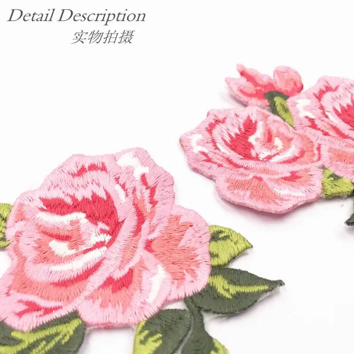 Вышивка в виде розовой розы 1 шт. пришивная Цветочная аппликация для вечернего