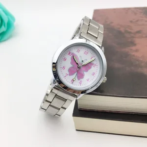 Популярные модные женские часы с серебряным ремешком из нержавеющей стали, женские кварцевые часы, женские красивые Мультяшные наручные часы для девушек, студентов