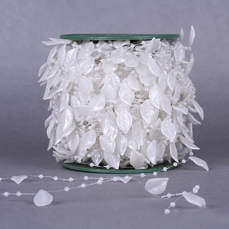 

A Roll 60Meteres Length Artificial Pearl Beads Rope Chain Wedding Party Scene Home Decor Road Leaves Line Beads DIY Accessories