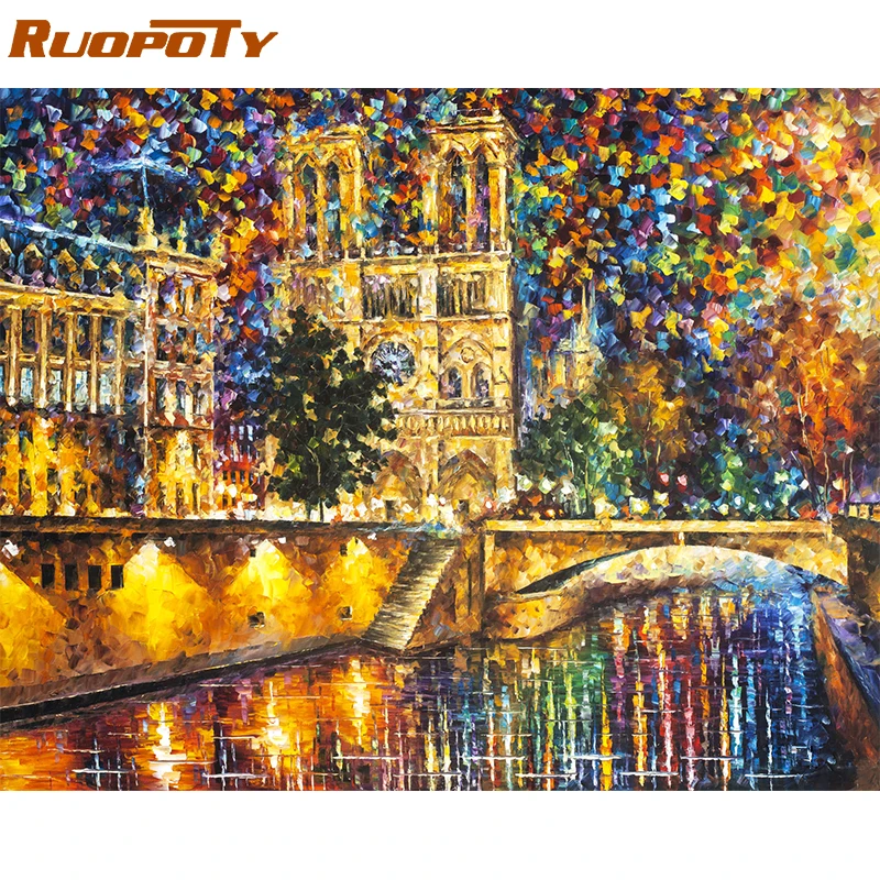 RUOPOTY DIY Набор для рисования по номерам в рамке цветные картины Нотр-Дам де Пари