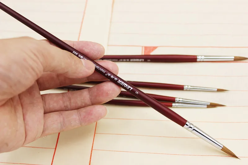 6 pcs high quality Pure wolf tail paintbrush gouache watercolor oil painting brush art supplies dotting pen free shipping | Канцтовары