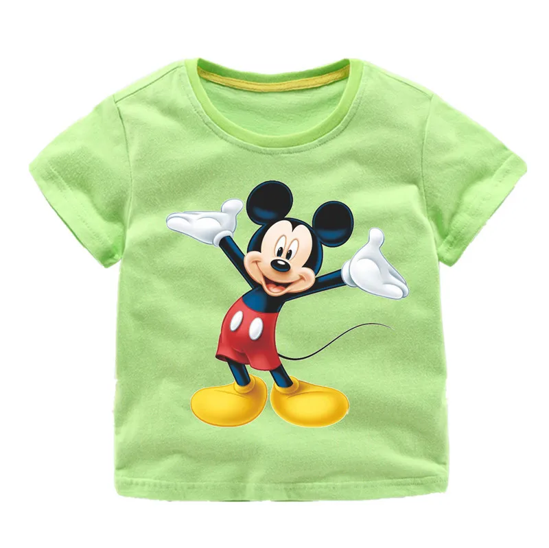 Зеленый Летняя одежда для мальчиков, camiseta, футболки "Микки"; детская мода хлопок короткий рукав Футболка Топ, одежда для детей, принт с животными, футболка fille - Цвет: Зеленый
