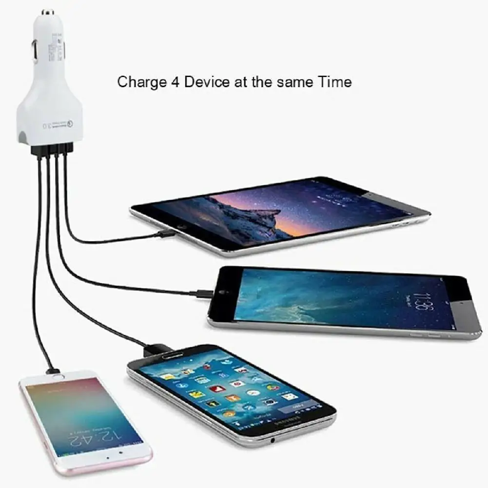Быстрая зарядка QC 3,0 Автомобильное зарядное устройство 4 порта USB для Xiaomi Mi 9 huawei P30 Pro samsung S8 S9 S10 iPhone планшет телефон Быстрая зарядка r25