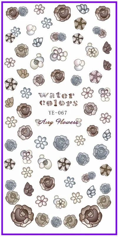 

1X WATER DECAL NAIL STICKER FLOWER LARGE FLOWER ROSES TRIPLE COLORS YE067-072
