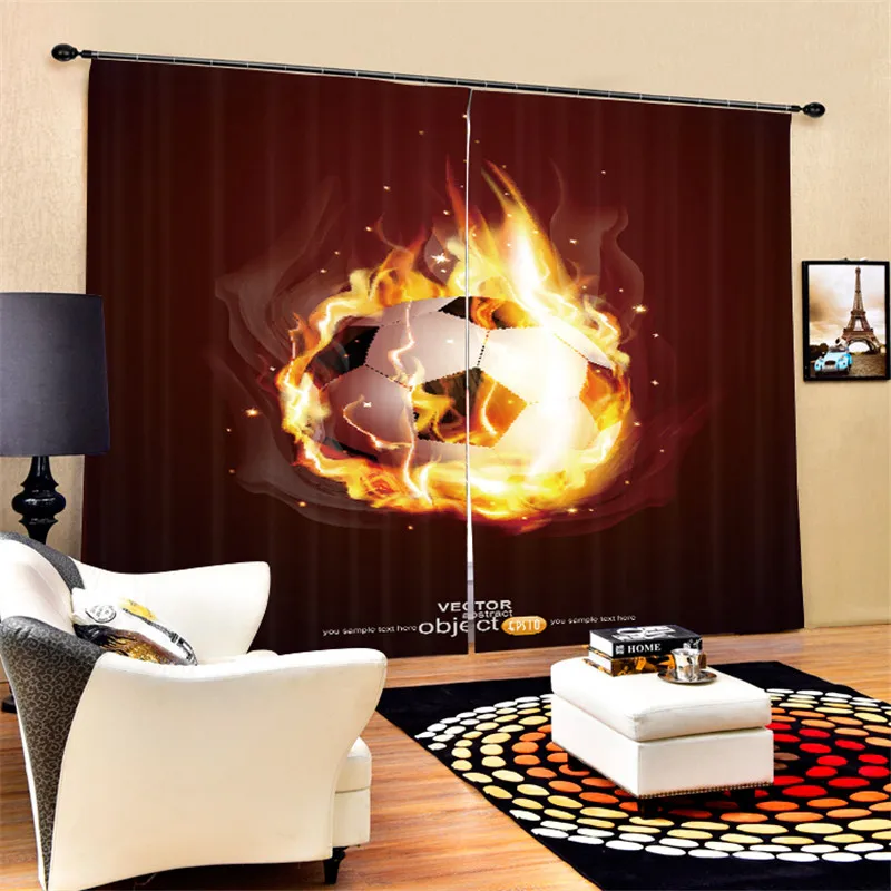 

3D Window Curtains Luxury Blackout For Living Room Bedroom Drapes cortinas Rideaux Customized size kinds of footbal pillowcase