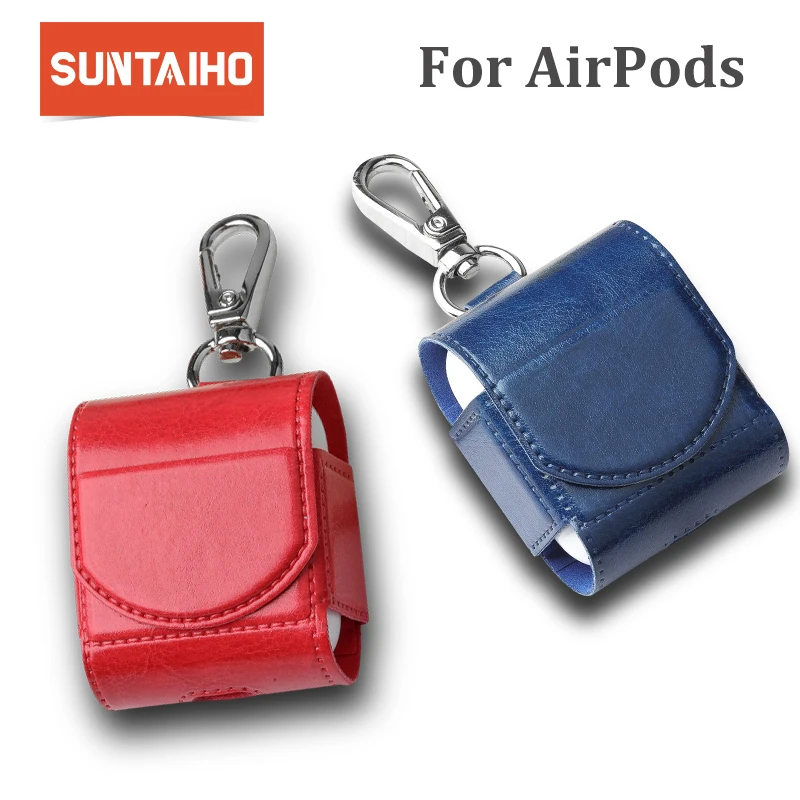 Suntaiho чехол для air pods apple наушников Airpods Apple корпуса кожаный airpod переходник