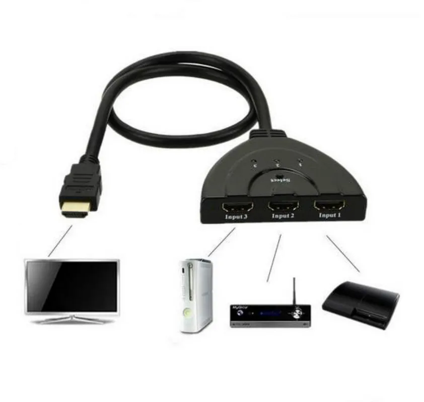 Мини 3 Порты и разъёмы Переходник HDMI разветвитель Кабель 1.4b 4 K * 2 1080 P