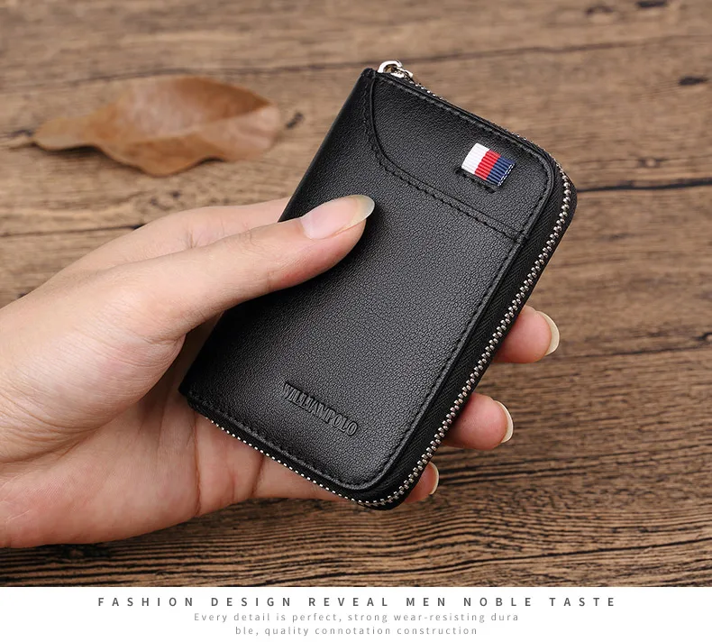Мини-кожаный держатель для карт, мужской чехол на молнии, держатель для кредитных карт, для мужчин, маленькая коровья кожа, карман для ID карт, высокое качество, бренд pl288
