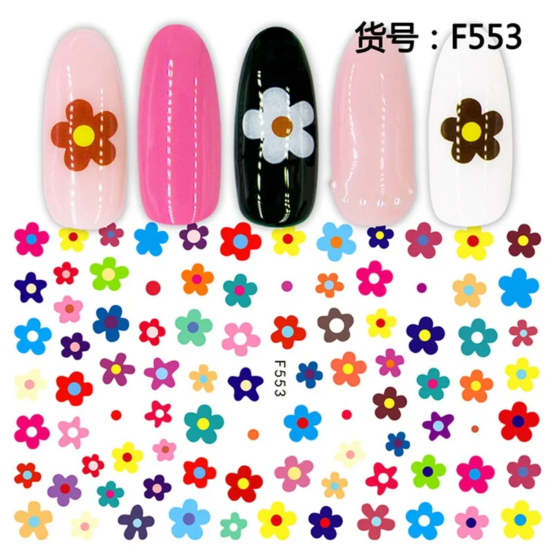 5 sheets F553 Новое поступление 5 листов 3D супер тонкие накладки-наклейки на ногти клей для накладных ногтей наклейки Маникюрный Инструмент темное украшение цветок наклейки для ногтей - Цвет: 5 sheets F553