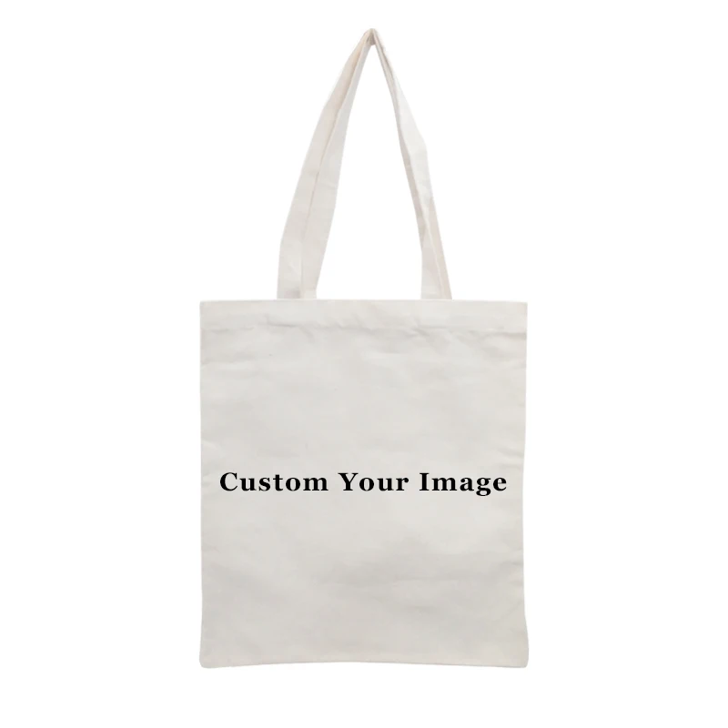 Custom Сумка-тоут на заказ, многоразовая сумка 30x35 см, двухсторонняя сумка, сумка через плечо, складные холщовые сумки для покупок - Цвет: Custom