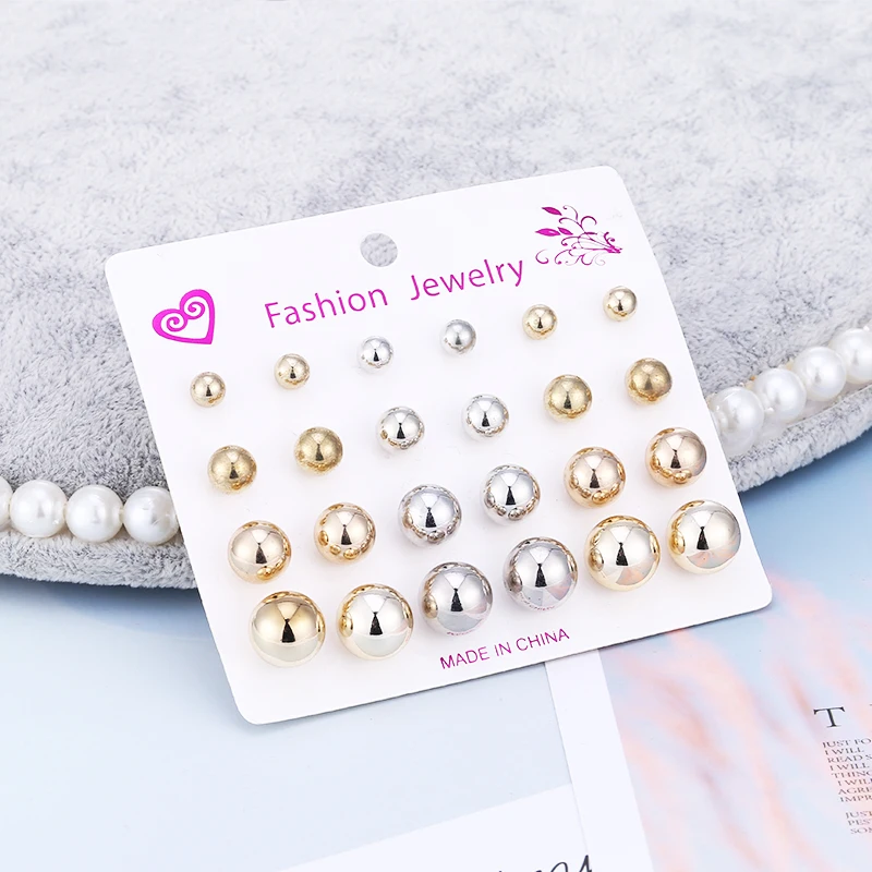 Модные ювелирные изделия 12 комплектов Большой Простой Круглый и маленький сплав