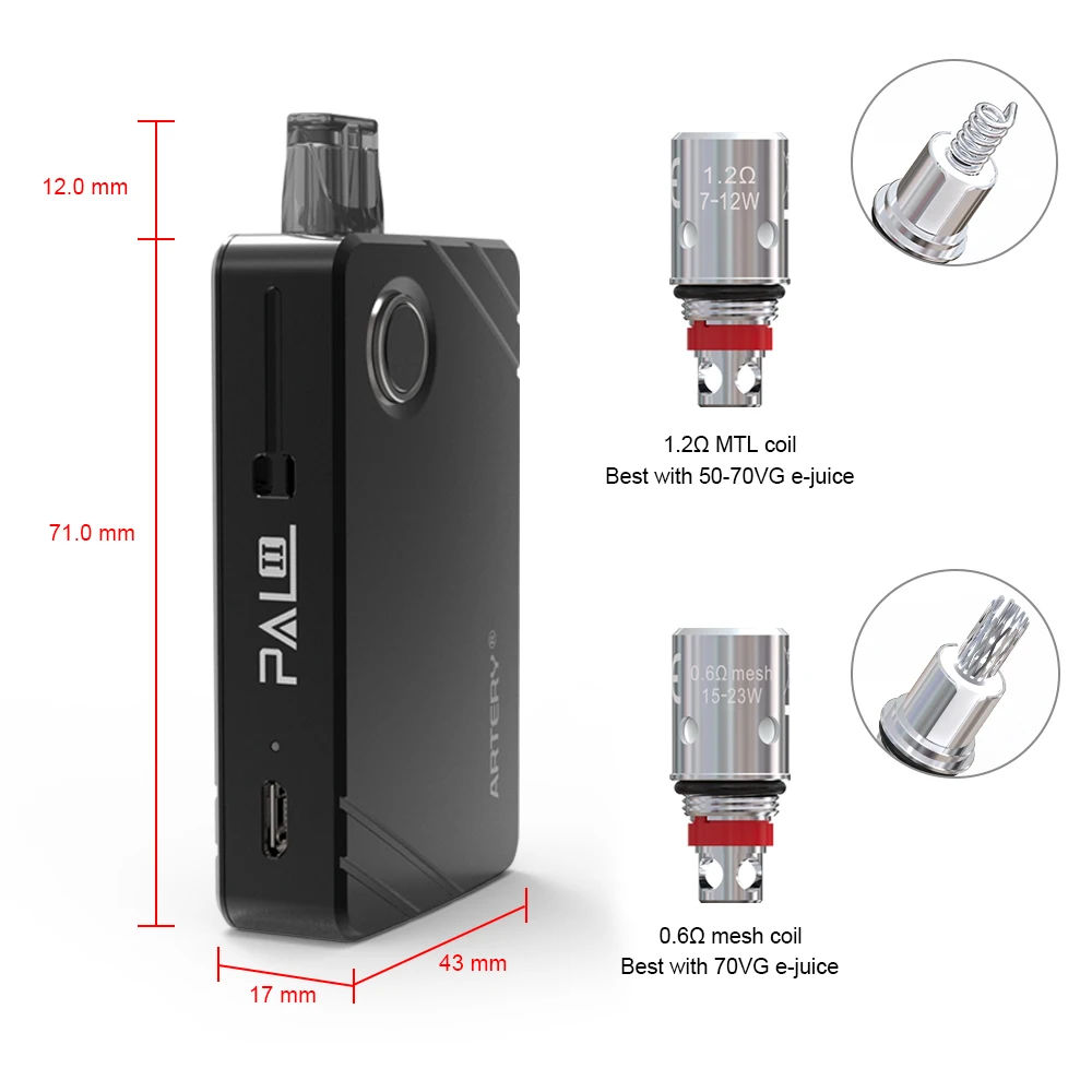 Артерия PAL 2 Pod система Vape мод с 5 шт атомайзер ядро 1000 мАч встроенный аккумулятор 3