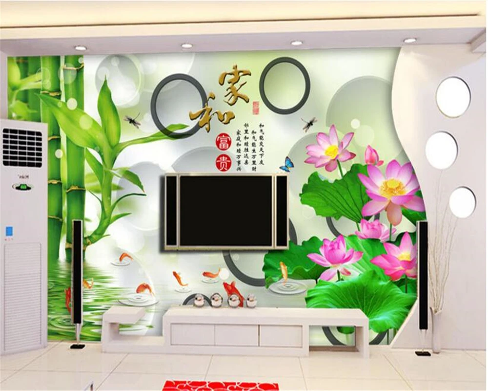 Современные интерьерные шелковые тканевые обои бамбуковые отражения фигура 9