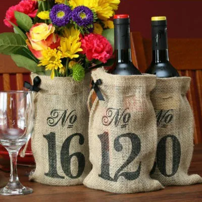 

Wine Bottle Burlap Bags 1-10 11-20 Party and Festivals Table Number Decoration Hessian Drawstring sack