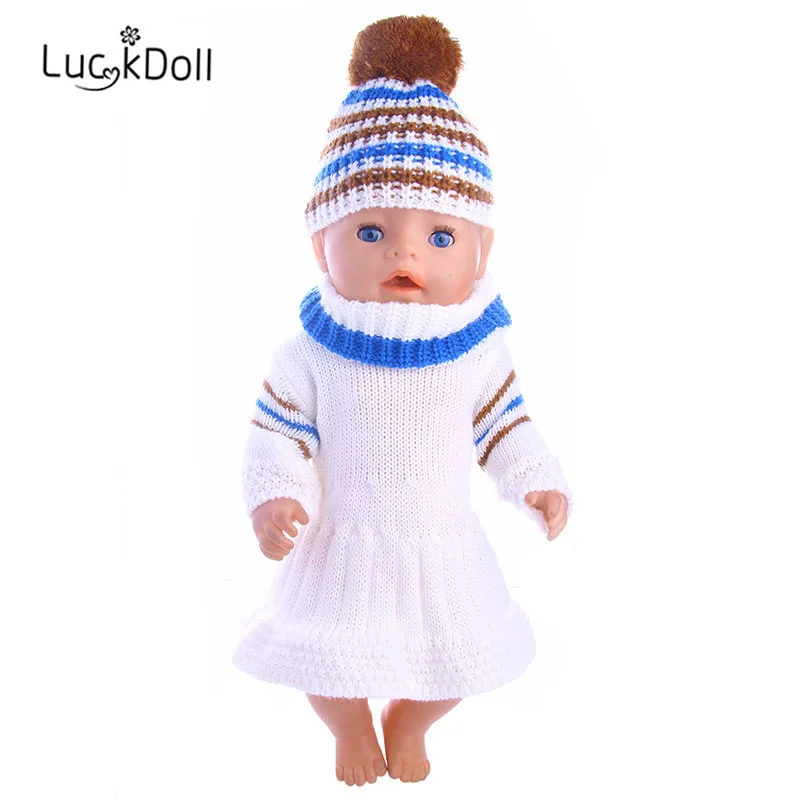 Вязаный шерстяной костюм LUCKDOLL + шарф 18 дюймов 43 см аксессуары для кукол детские