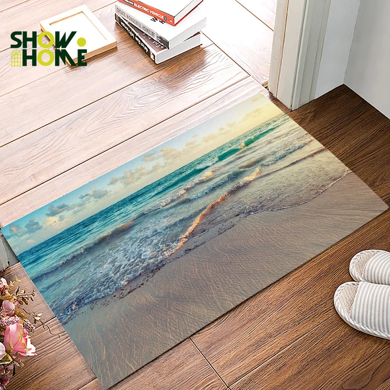 Showhome Atlantic пляжные синие волнистые коврики для входной двери аксессуары ванной