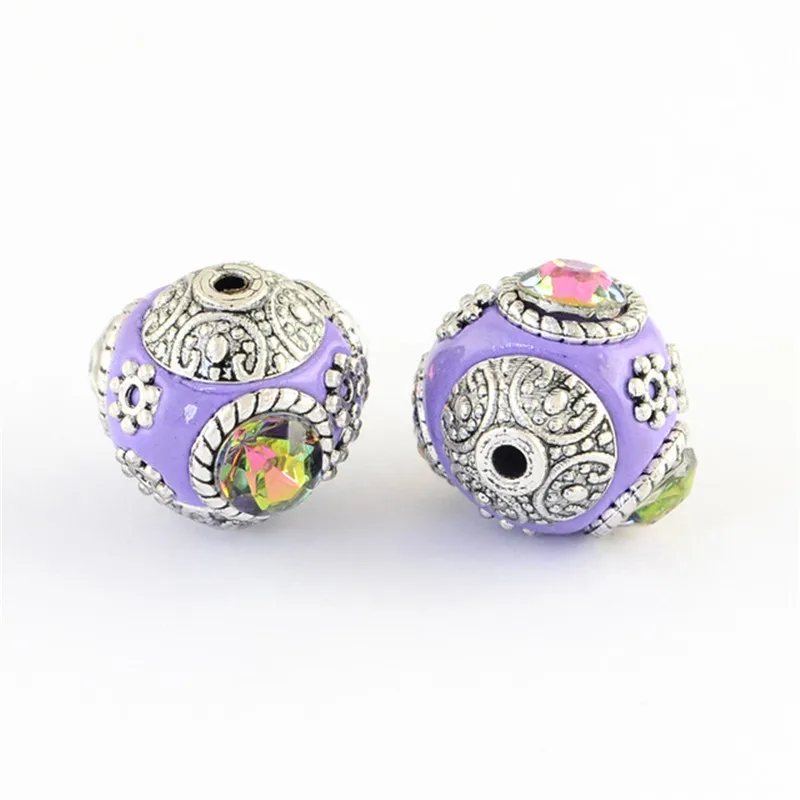 Круглые бусины ручной работы из Индонезии 10 шт. со стеклянными кабошонами и