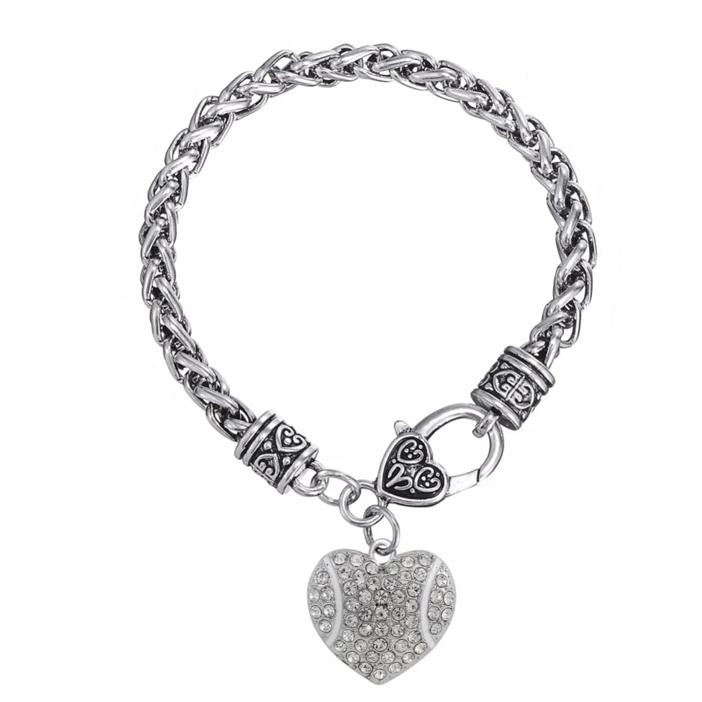 Спортивный Браслет fishhook в стиле reail center I heart (love) с кристаллами для бейсбола |