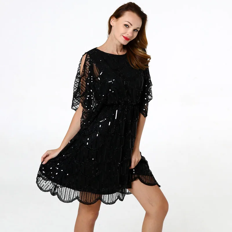 BLINGSTORY Vintage Sequin Full Fringed Deco Inspired Flapper Dress Heavy Bead Split Sleeve Women Dresses Summer | Женская одежда