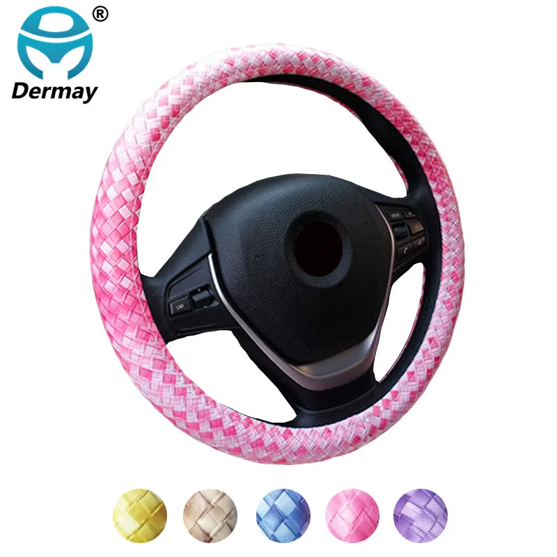 Новый 3D тканый Кожаный Автомобильный чехол на руль 5 видов цветов