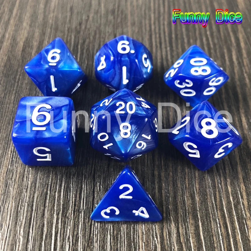 Высокое качество, 7 шт./лот, набор игральных костей D4 D6 D8 D10 D12 D20, высокое качество, многогранные игральные кости с мраморным эффектом, игра DND Rpg, игральные кости, настольная игра