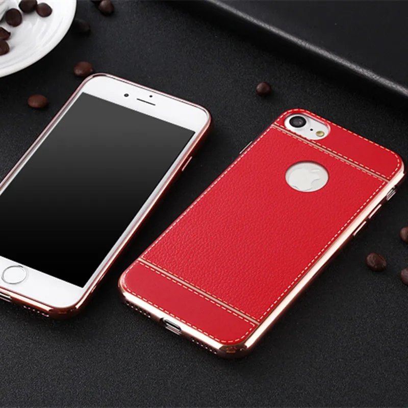 Позолоченный чехол для iPhone 6 6S 7 Plus 8 5 5S SE с 3D тиснением личи из ТПУ чехлы телефонов