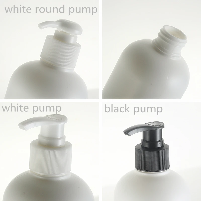 Пустые белые пластиковые бутылки для шампуня формы цилиндра объемом 500 мл с насосом для лосьона Косметический контейнер HDPE. Бутылка для лосьона.