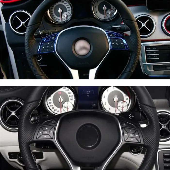 A Model Blue Автомобильный Стайлинг для Mercedes Benz A GLA CLA класс W176 X156 C117 кнопки рулевого колеса наклейка крышка отделка интерьера авто аксессуары - Название цвета: A Model Blue