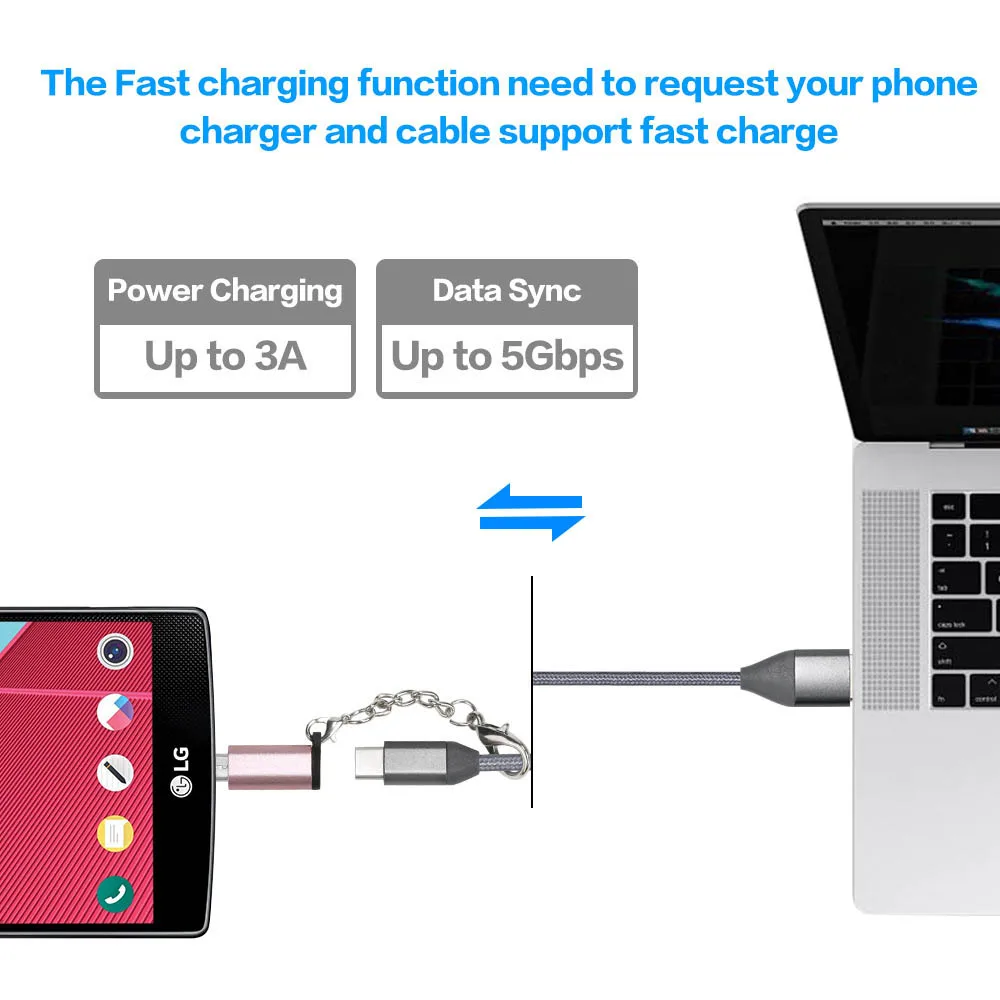 Type C To Micro USB OTG Adapter Female Type-C Connector for Samsung Xiaomi Huawei Android Phone with Free Chain | Мобильные телефоны