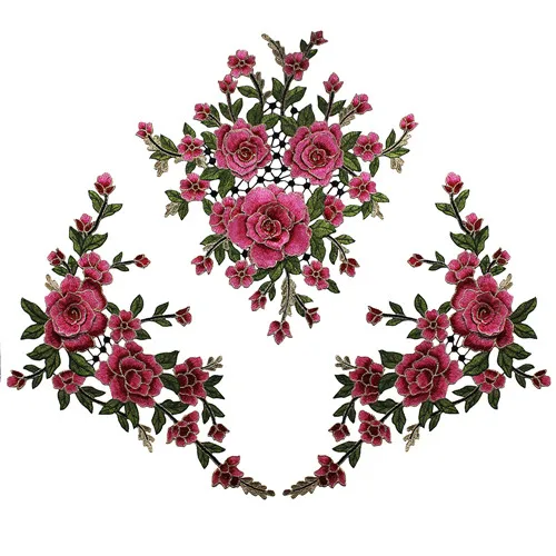 rose carmine 1 компл. 3D патчи цветы вышитые пришить патч для одежды куртка аппликация, аксессуар для DIY T2547 - Цвет: rose carmine