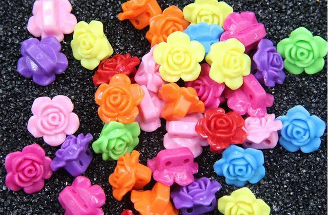 

Бусины из смолы с двумя отверстиями, разноцветные, в форме розы, 50 шт.