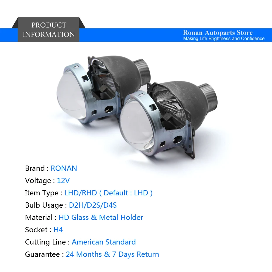 RONAN 2 шт. 3,0 ''Bi-xenon HID H4 объектив проектора для Koito Q5 используется ксеноновая лампа D2H быстрая установка для автомобильных фар