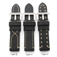 italy genuine leather watchband bracelet 24 22 20mm thick watch band strap belt metal steel buckle clasp accessories for panerai