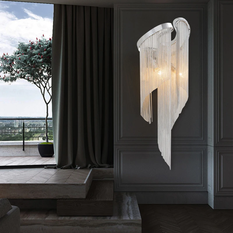 

Vintage art deco aluminum luxury lustre tassel wall Lamp Loft LED E14 220V Wall Light for living room bedroom hallway study cafe
